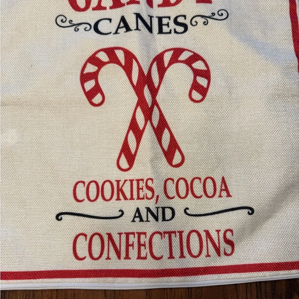 Set of 2 Christmas Pillow Covers Gingerbread Man Candy Cane Zip Polyester 16x16